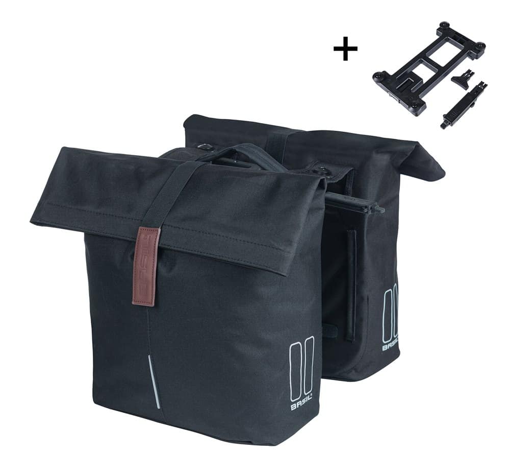 Sakwa pojedyncza BASIL CITY DOUBLE PANNIER MIK 28-32L, MIK System (ready to go) wodoodporny poliester, black (NEW 2026)