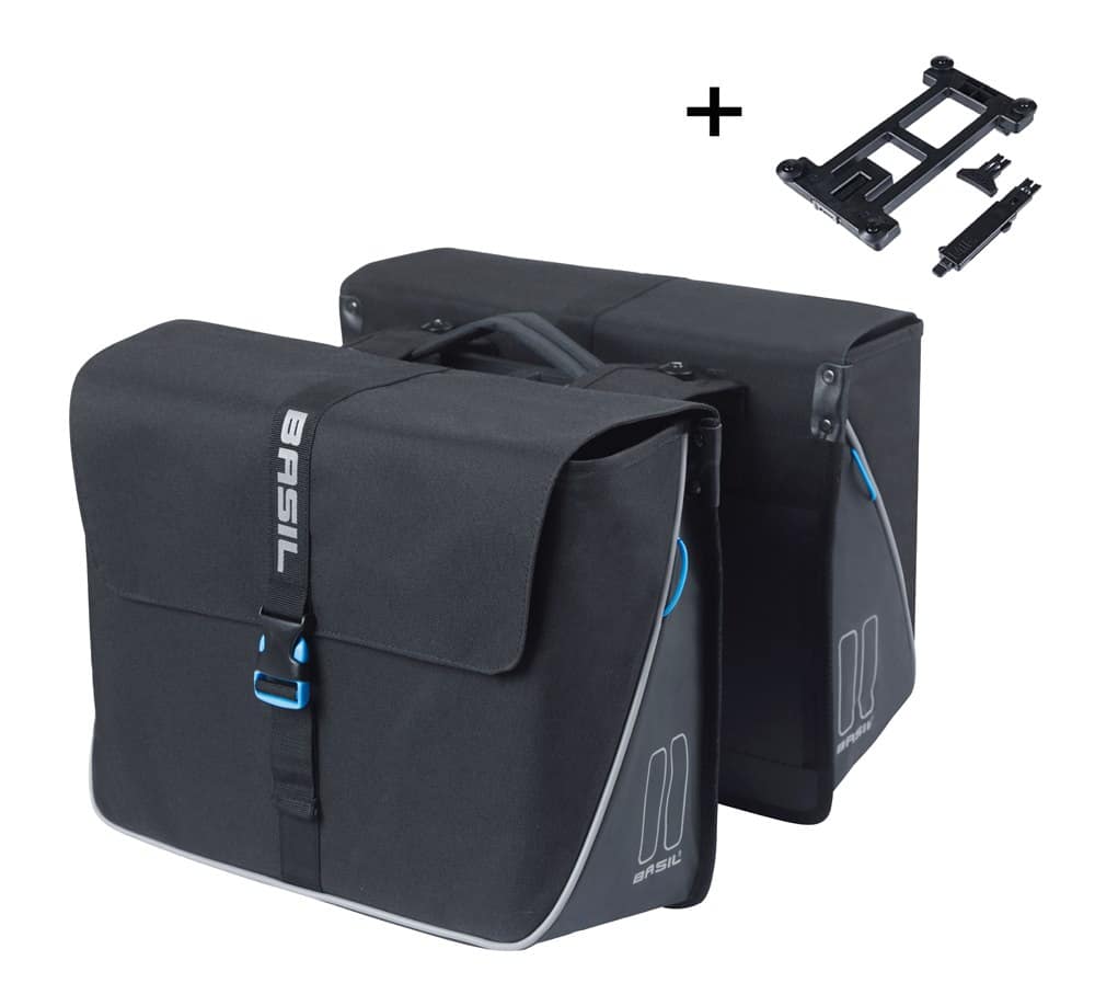 Sakwa podwójna BASIL FORTE DOUBLE PANNIER BAG 35L MIK, MIK System (ready to go), wodoodporna poliester, black (NEW)