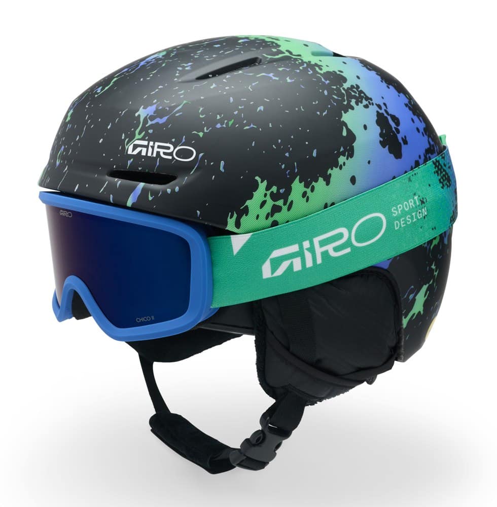 Zestaw Kask zimowy juniorski GIRO SPUR MIPS matte blue / green surge roz. S (52-55.5 cm) + Gogle zimowe juniorskie GIRO BUSTER (NEW 2026/2027)