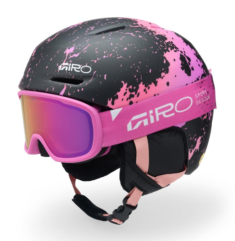 Zestaw Kask zimowy juniorski GIRO SPUR MIPS matte neon pink surge roz. S (52-55.5 cm) + Gogle zimowe juniorskie GIRO BUSTER GIRO (NEW 2026/2027)