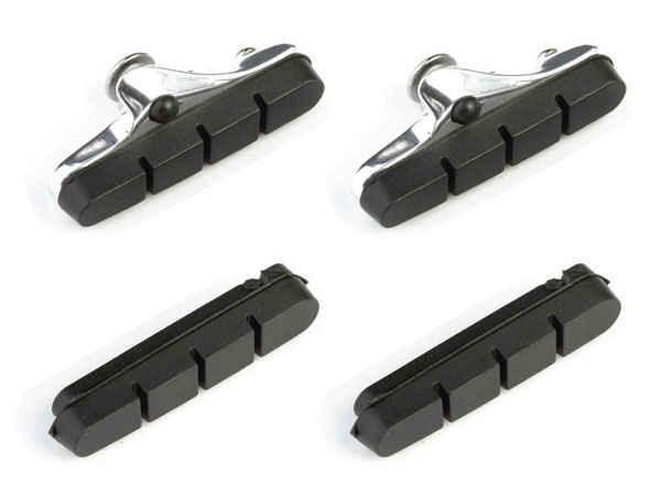 Klocki hamulcowe V-brake CLARKS CP240 ROAD, Dla Shimano/Campagnolo, 52mm, Obudowa aluminiowa, Warunki Suche, Szosa, Czarne + 2x dodatkowe wkładki (NEW)