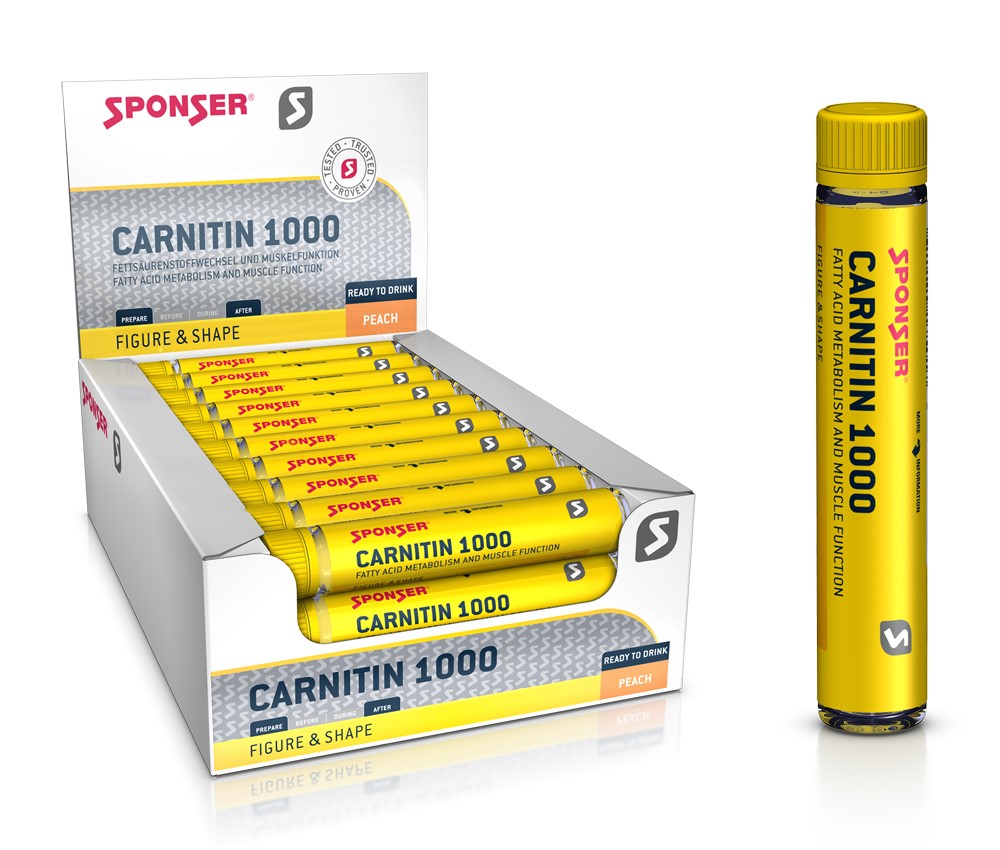 L-karnitinas SPONSER L-CARNITIN 1000 persikas (dėžutė 30 ampulių x 25ml) (NAUJIENA)