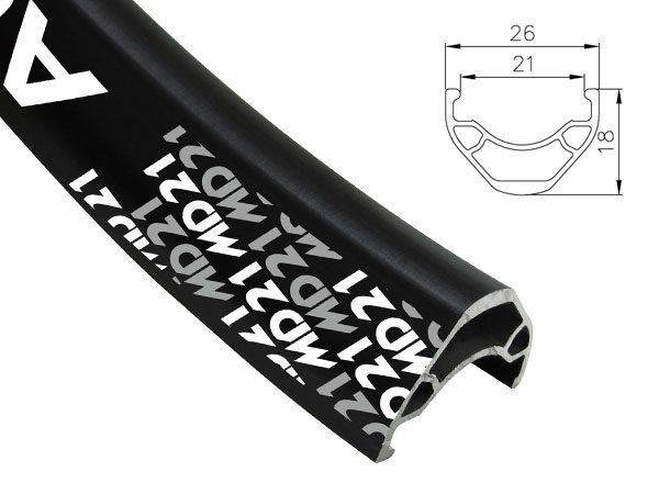 Obręcz mtb/trekking ALEXRIMS MD21, H. tarczowy, Stożek 18mm, 29" 622-21, 36 otworów, Kapslowana, Czarna, Waga 500g (NEW)