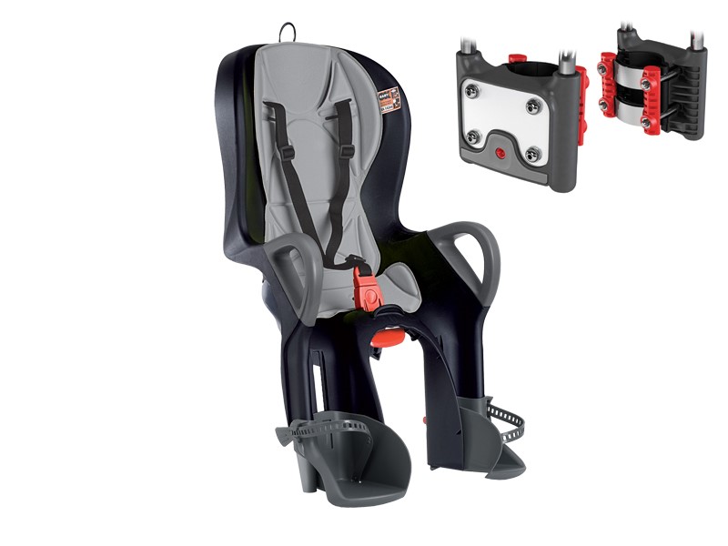 Fotelik dziecięcy OKBABY 10+ (regulowane pochylenie, 27,5”-29” pręt 114 stopni ZN+H70 + zapięcie) czarny/ciemnoszary (NEW)