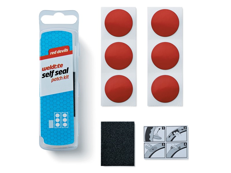 Zestaw łatek samouszczelniających do dętek WELDTITE Self Sel Patch Kit (6x Łatka samouszczelniająca), Pudełko 25szt. (NEW)
