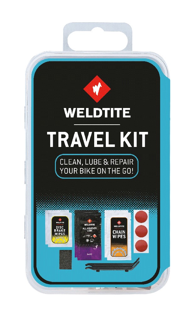 Zestaw czyszcząco-naprawczy WELDTITE Dirtwash Sos Travel Kit (3x Łatka samouszczelniająca + 2x Łyżka + Papier ścieny + 2x Olejek do łańcucha + 2x Chusteczki do łańcucha + 2x Chusteczki do tarcz + 2x Chusteczki do rąk) (NEW).
