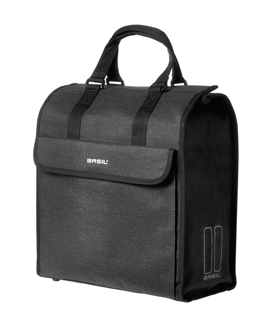 Sakwa pojedyncza BASIL MIRA 17L, mocowanie na haki Hook-On System, wodoodporna czarna (WYPRZEDAŻ -50%)