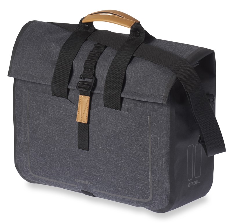 Sakwa pojedyncza BASIL URBAN DRY BUSINESS BAG 20L, Hook On System, 100% wodoodporna charcoal melee (NEW)