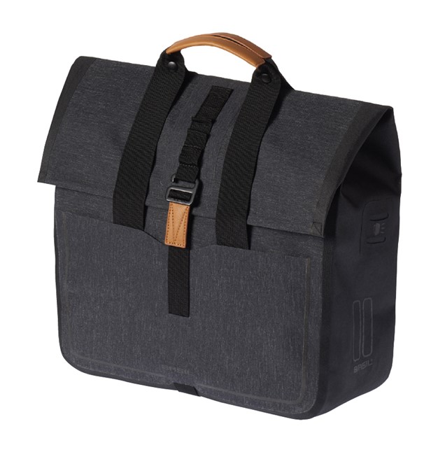 Sakwa pojedyncza BASIL URBAN DRY SHOPPER 25L, Hook On System, tkanina poliester z powłoką ochronną, 100% wodoodporna, charcoal melee (NEW)