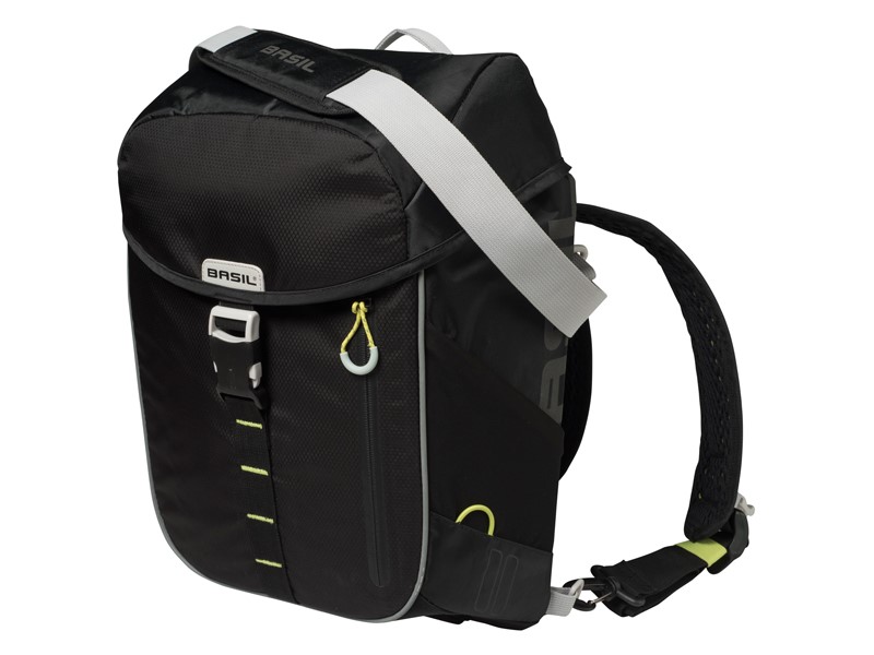 Sakwa pojedyncza BASIL MILES BICYCLE BACKPACK 17L, Hook On System, 100%  wodoodporna black lime (NEW)