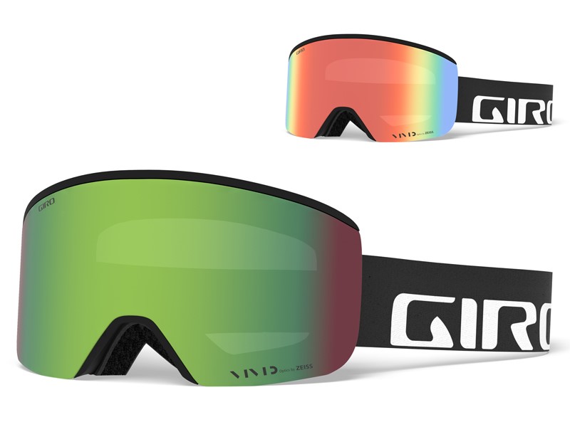 Gogle zimowe GIRO AXIS BLACK WORDMARK (OTG) (Cylindryczne) (Szyba lustrzana kolorowa VIVID-Carl Zeiss VIVID EMERALD 19-42% S2 + Szyba lustrzana kolorowa VIVID-Carl Zeiss INFRARED 58% S1) (NEW 2023/2024)