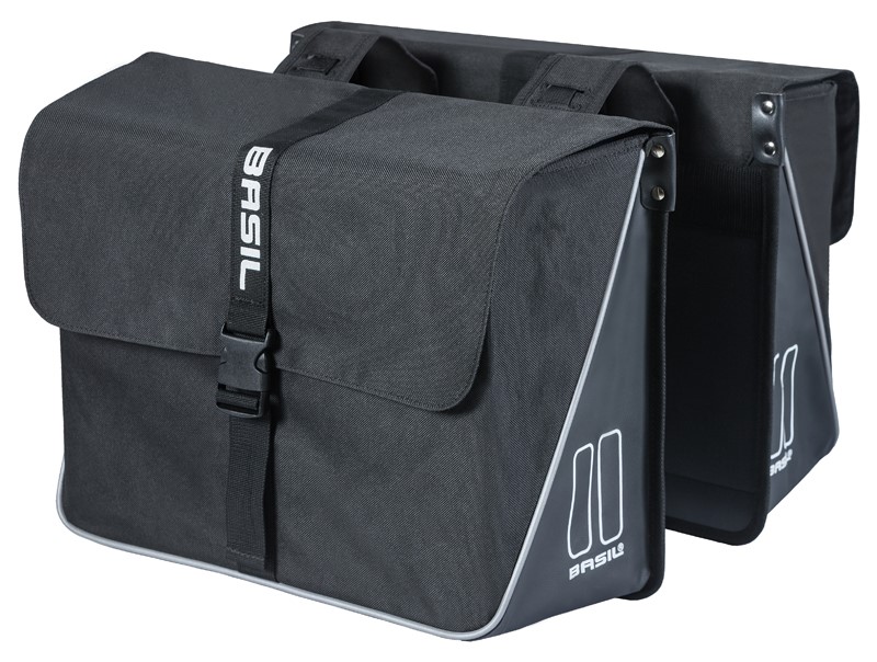 Sakwa podwójna BASIL FORTE DOUBLE PANNIER BAG 35L, Universal Bridge System, wodoodporna poliester, black (NEW)