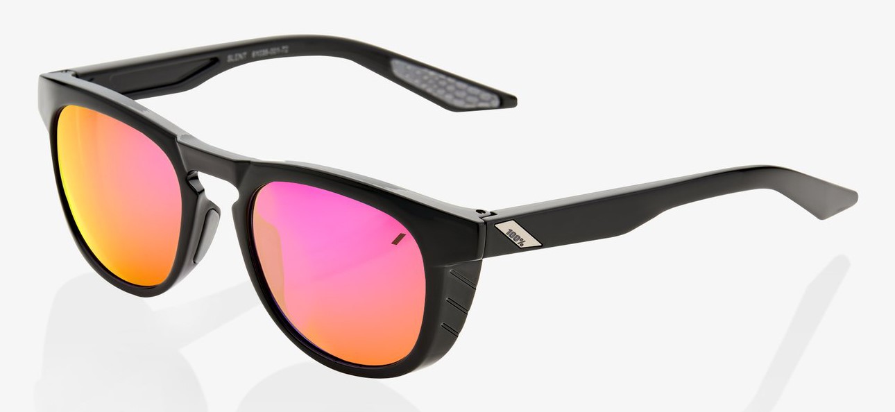 Okulary 100% SLENT Polished Black - Purple Multilayer Mirror Lens (Szkła Fioletowe Lustrzane Wielowarstwowe, LT 24%) (WYPRZEDAŻ -45%)