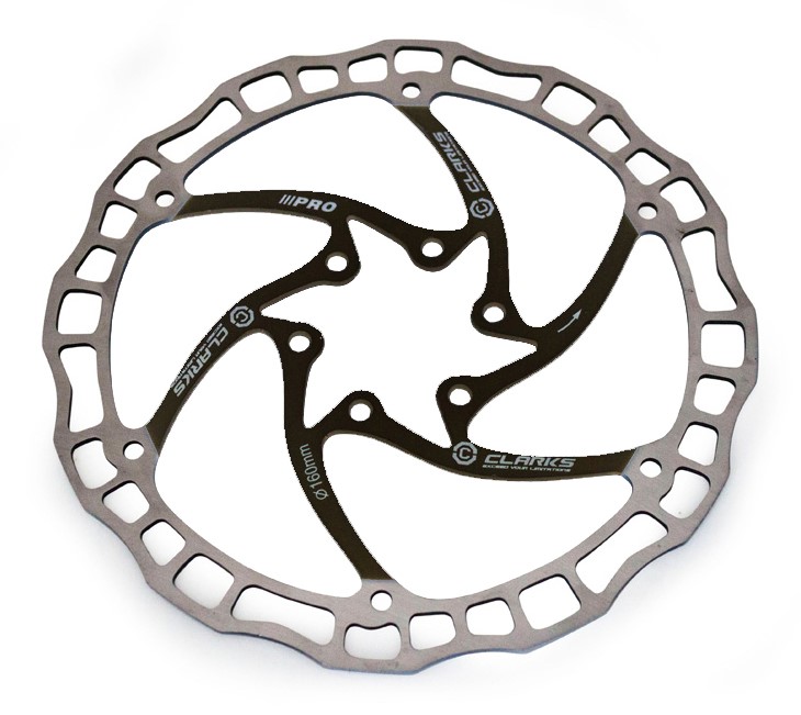 Tarcza hamulcowa e-bike CLARKS CD-08 160mm, Mocowanie IS (6 śrub), Grubość 2,3mm, Srebrno-czarna (NEW)