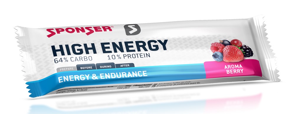 Baton energetyczny SPONSER HIGH ENERGY BAR owoce leśne (pudełko 30szt x 45g) (NEW)