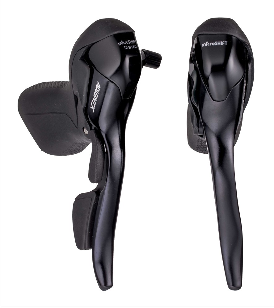 Klamkomanetki MICROSHIFT ADVENT X, Para, 10.rzędowe, Dual Control, Lewa Klamka Tylko z Dźwignią Hamulca, Niekompatybilne z Shimano, Czarne (NEW)