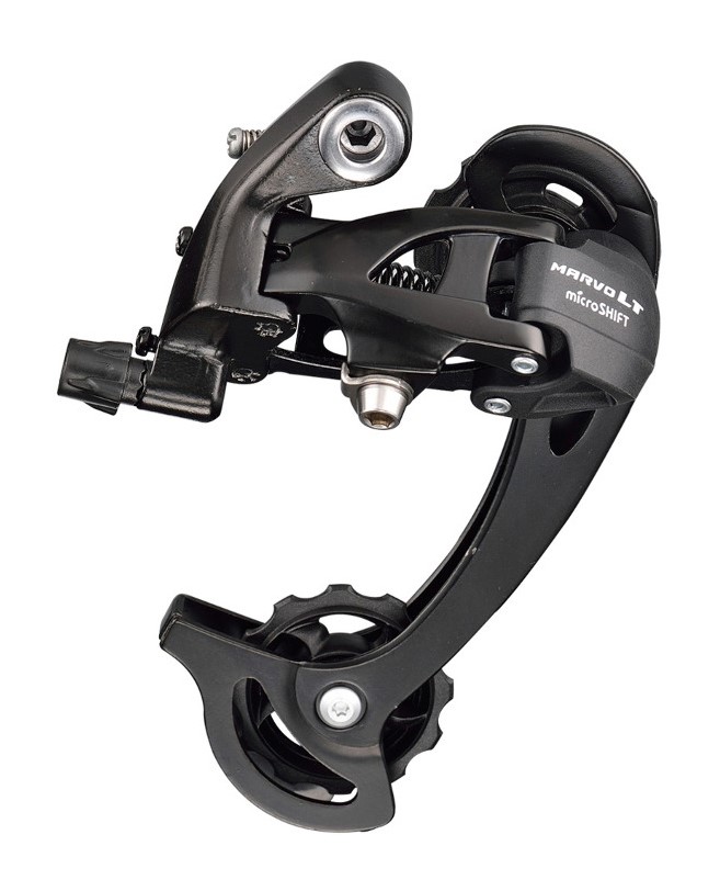 Przerzutka Tylna MICROSHIFT MARVO, 9.rzędowa(2/3x9), Kompatybilna z Shimano, Długi Wózek, Max. Tryb 28-36T, Pojemność 45T (NEW))