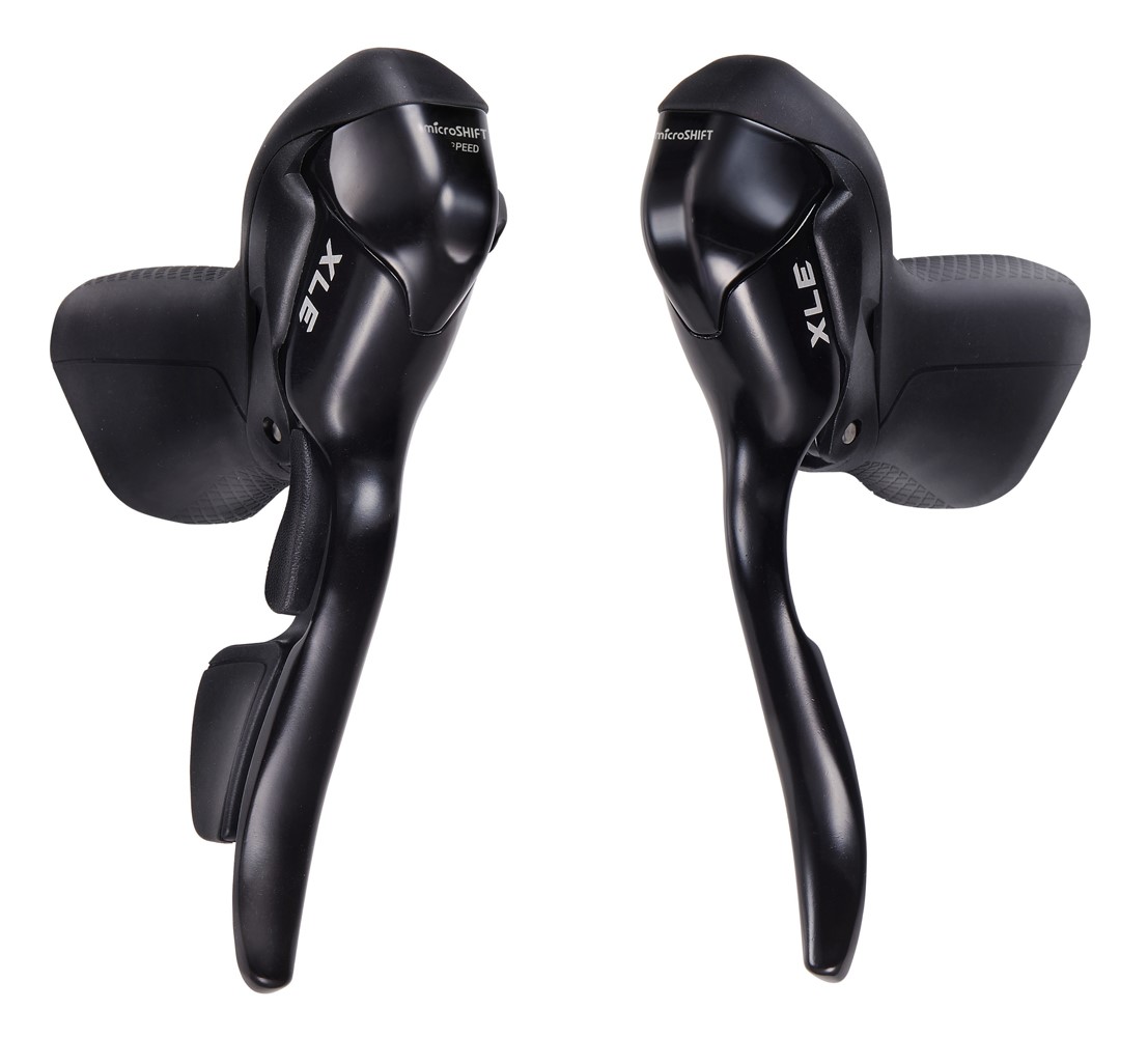 Klamkomanetki MICROSHIFT XLE, Para, 10.rzędowe, Kompatybilne z Shimano, Dual Control, Lewa Klamka Tylko z Dźwignią Hamulca, Czarne (DWZ)