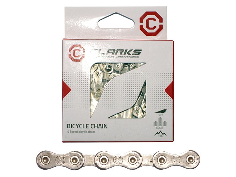 Łańcuch rowerowy CLARKS C9AR, 9-rzędowy Antykorozyjny z powłoką DACROMET, 116 ogniw + Spinka, 1/2"x11/128" (NEW)