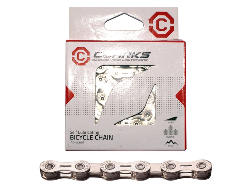 Łańcuch rowerowy CLARKS CSL10, 10-rzędowy Niklowany Samosmarujący, 116 ogniw + Spinka, 1/2"x11/128" (DWZ)