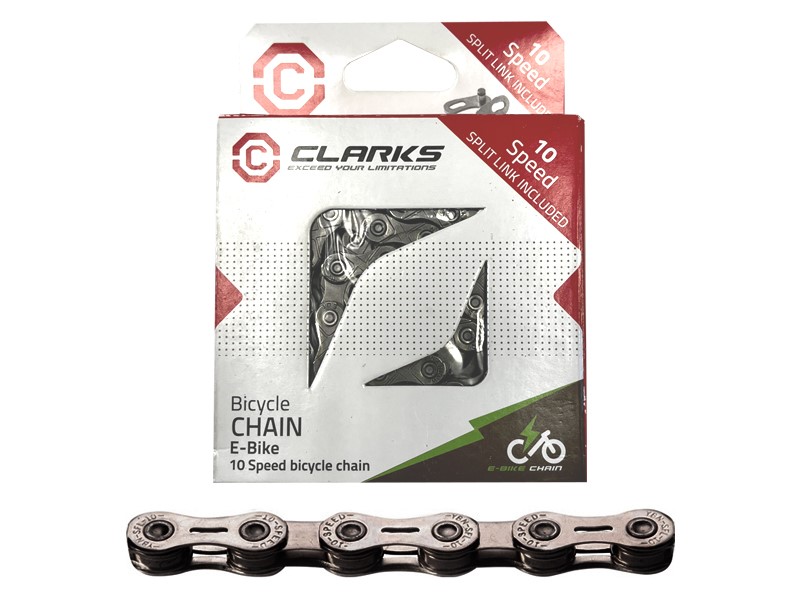 Łańcuch rowerowy e-bike CLARKS C9E, 9-rzędowy Niklowany, 138 ogniw + Spinka, Do rowerów elektrycznych (NEW)