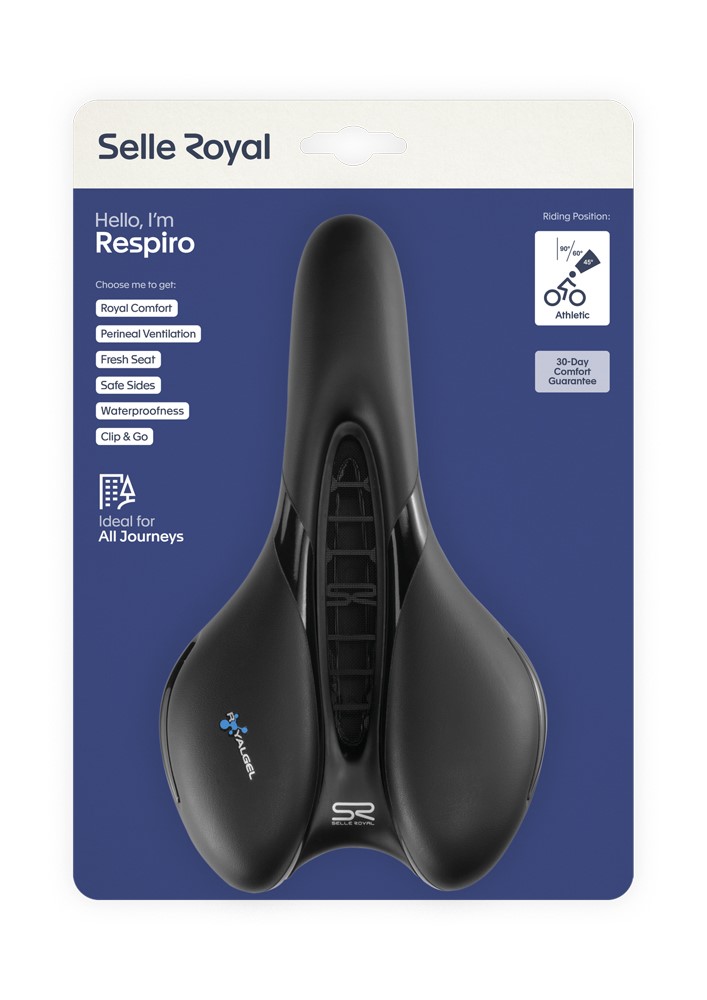 Siodło SELLEROYAL RESPIRO SOFT ATHLETIC 45st. żelowe, kanał chłodzący, unisex 398g (NEW)