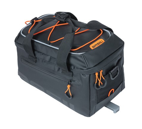 Torba na bagażnik BASIL MILES TARPAULIN TRUNKBAG MIK 7L, MIK System (ready to go), 100% wodoodporna black orange (NEW).
