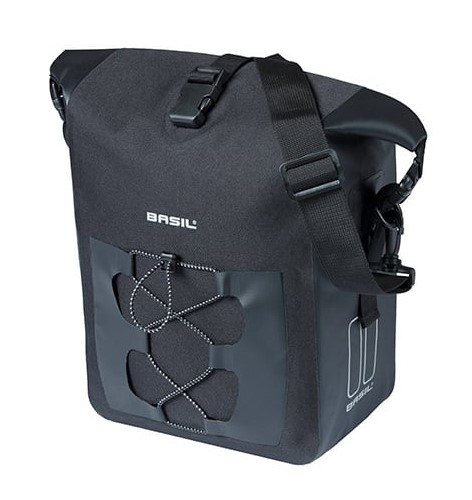 Sakwa pojedyncza BASIL NAVIGATOR WATERPROOF SINGLE PANNIER BAG M 12-15 L, Hook On System, wodoodporna, black (NEW).