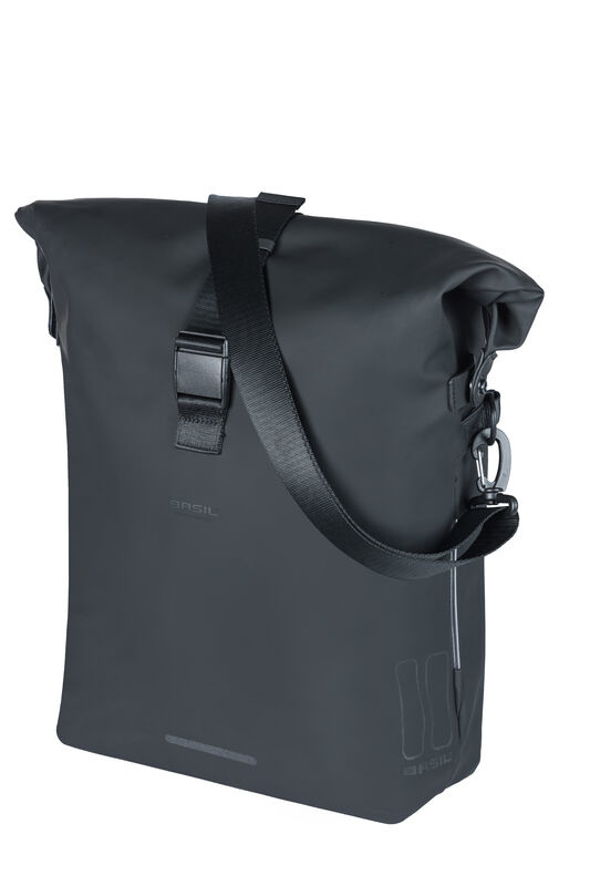 Sakwa pojedyncza BASIL SOHO BICYCLE SHOULDER BAG MIK STUDS 17L, MIK System (ready to go), 100%  wodoodporna night black (NEW)