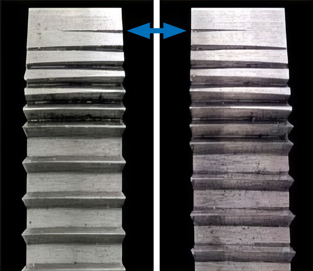 Inspect the lead section of each tap to confirm thread direction