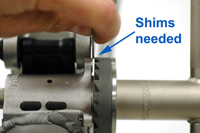 The 1mm and 0.5mm shim together do not fit between cutter and mount of this bike.