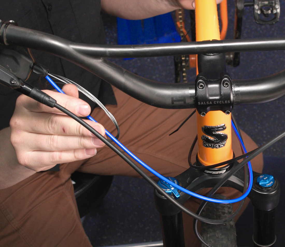 Option A: routing around the side opposite the shifter