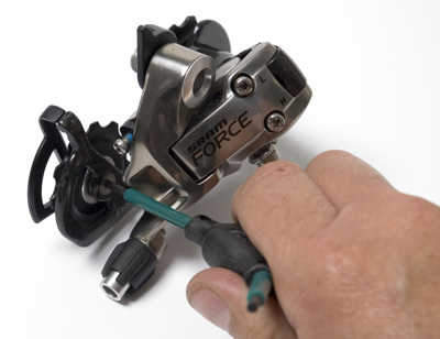 Remove pulley bolts using a hex wrench.