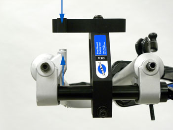 Figure 9. Cutting arm wing over posts for alignment procedure