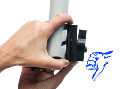 Figure 10a. Poorly rotated cutting arm. Base should be rotated counter-clockwise slightly from this view