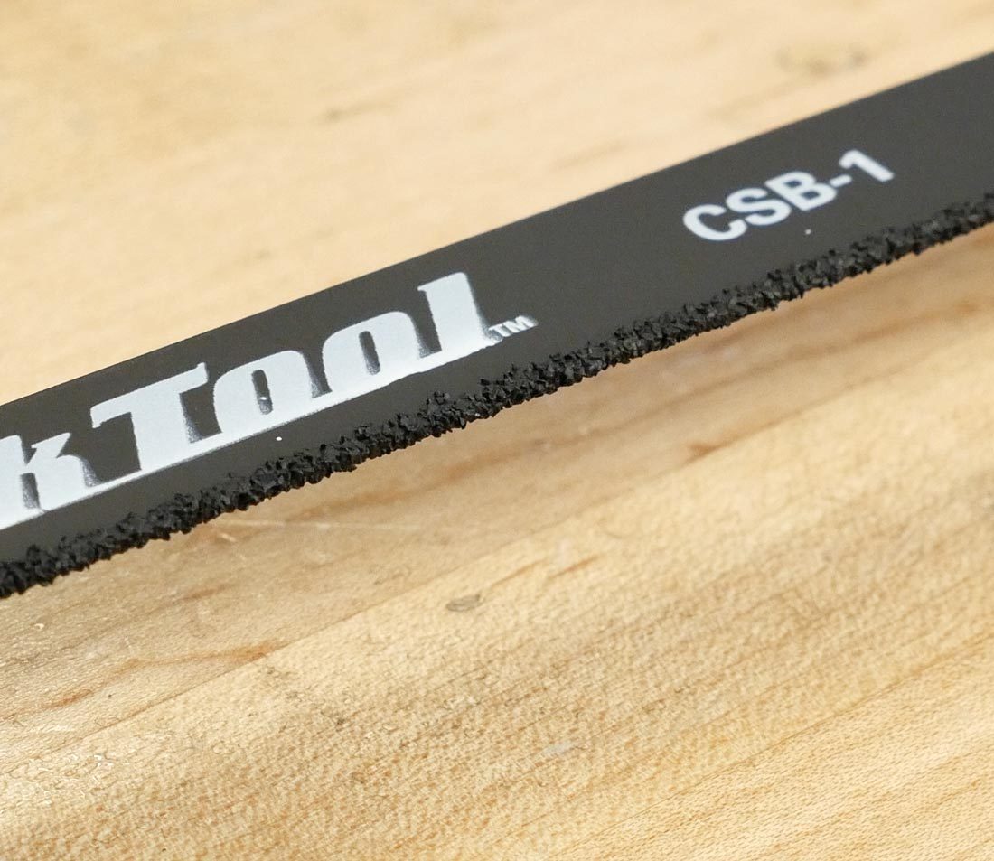 A carbon-specific blade results in a cleaner cut on carbon bars
