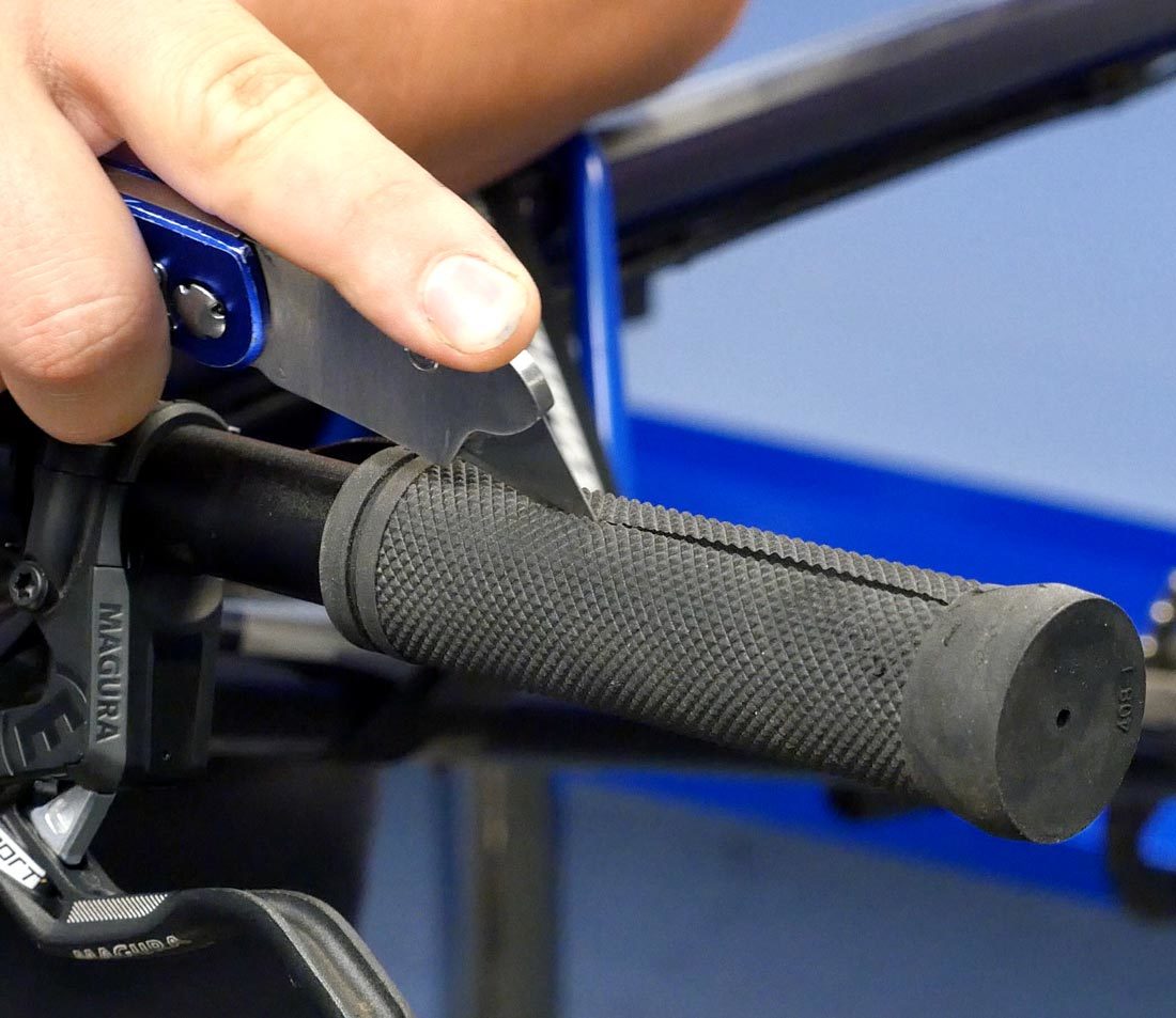 Use only enough pressure to cut through the grip material