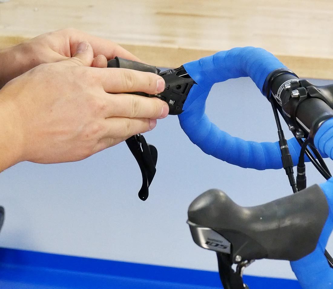 Pulling lever hoods forward will ease in unwrapping bar tape