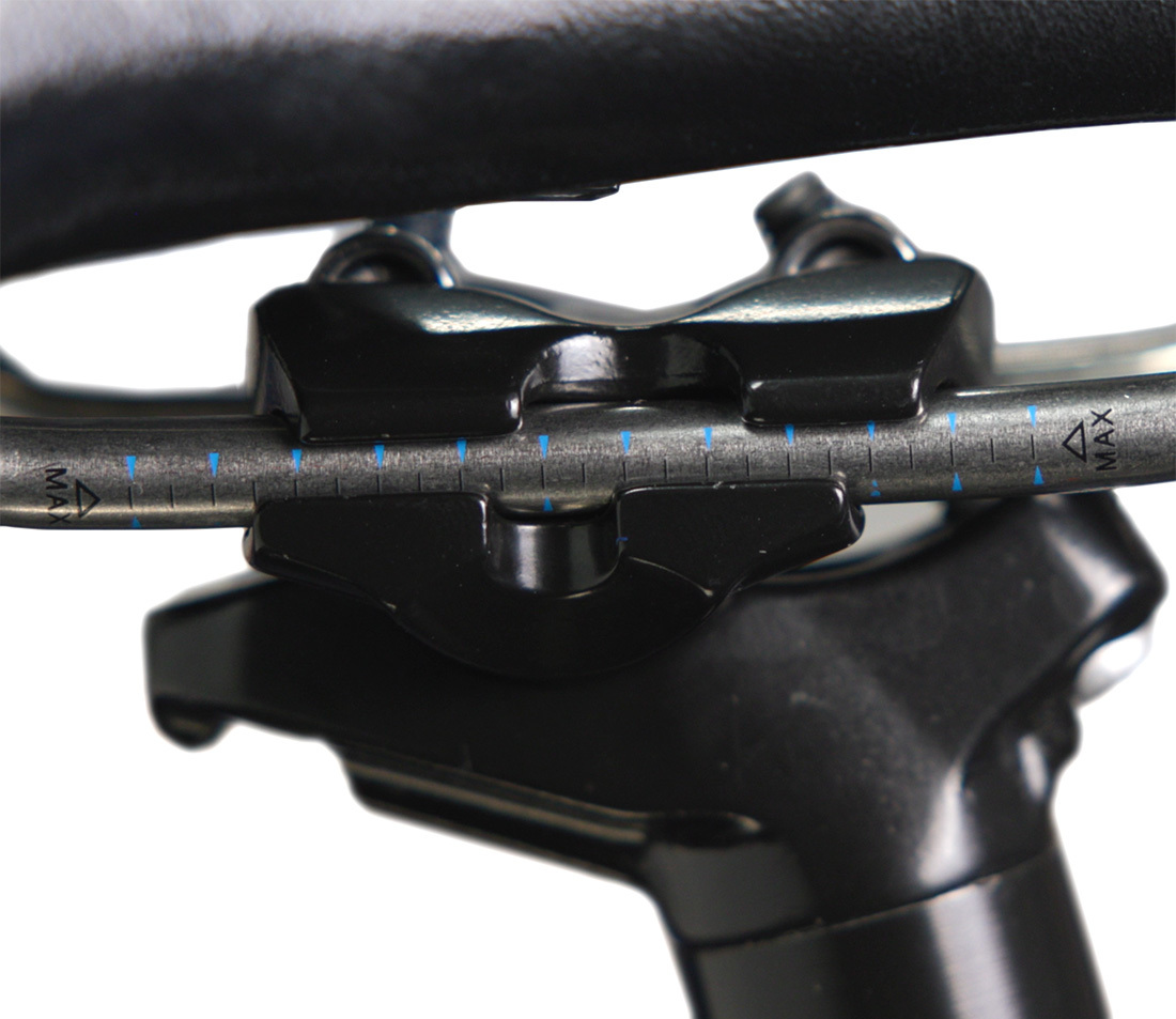 Example of fore-aft limit marks on the saddle rails