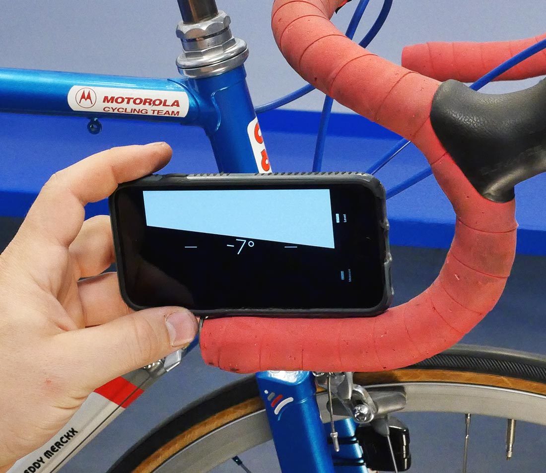 Use an angle gauge or phone app to measure angle