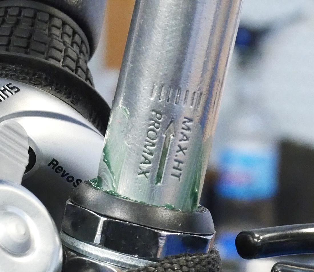 Insert stem to where maximum height markings are not visible