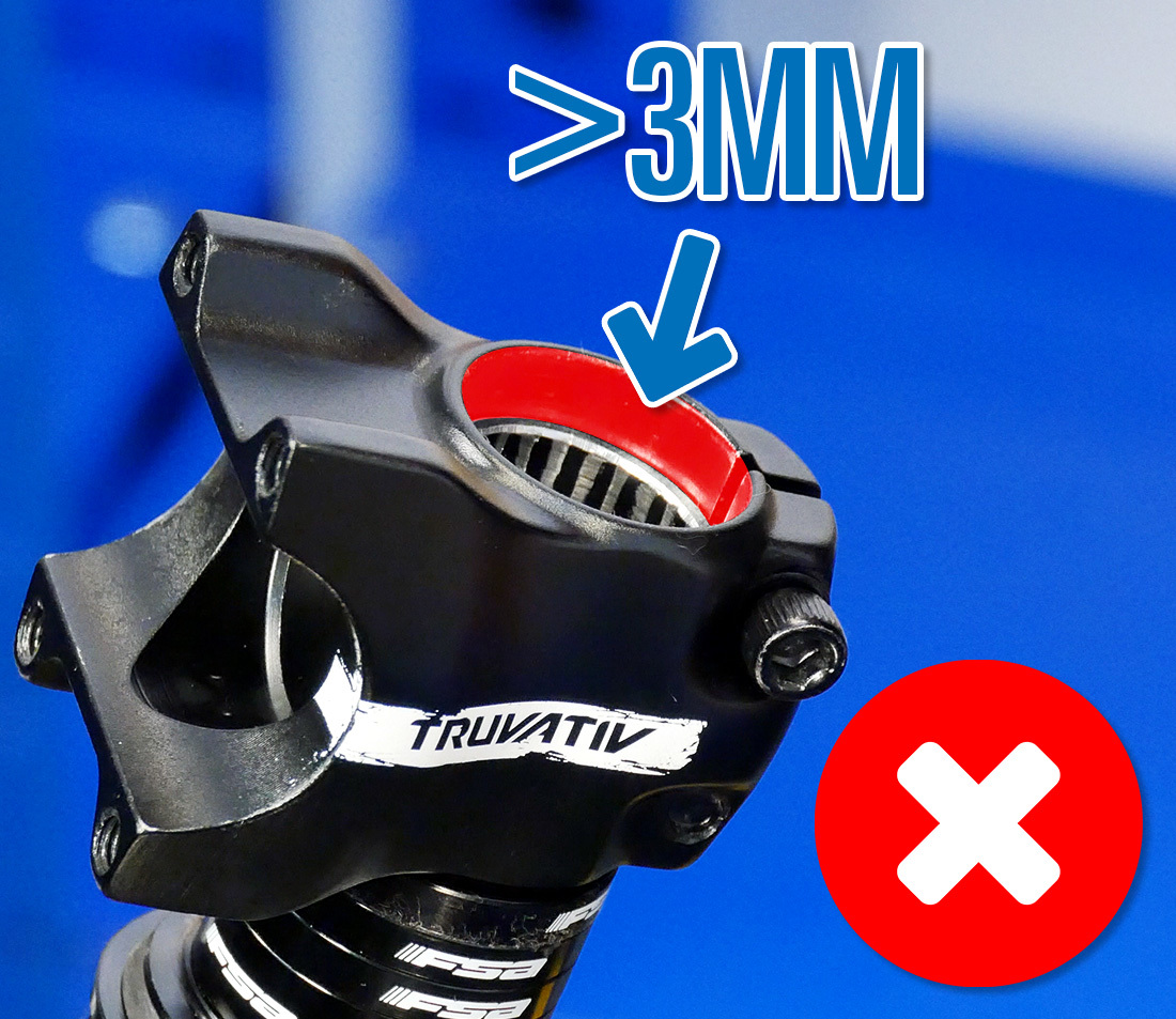 Stack is too high — remove spacers
