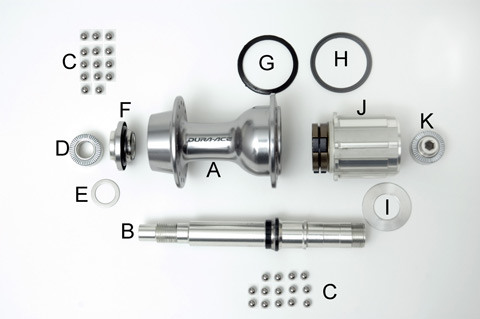Figure 1. Internal parts of the 7800 rear hub