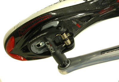 Figure 6. The road racing shoe is not designed for walking but is very efficient for cycling