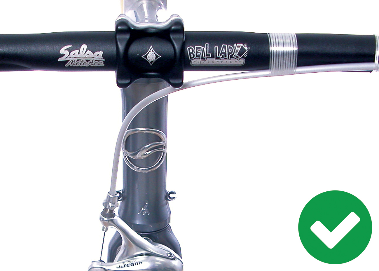 This brake housing is a good length. It arrives at the housing stop in a smooth arc