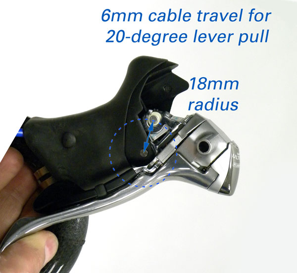 Typical shift/brake lever for drop bars