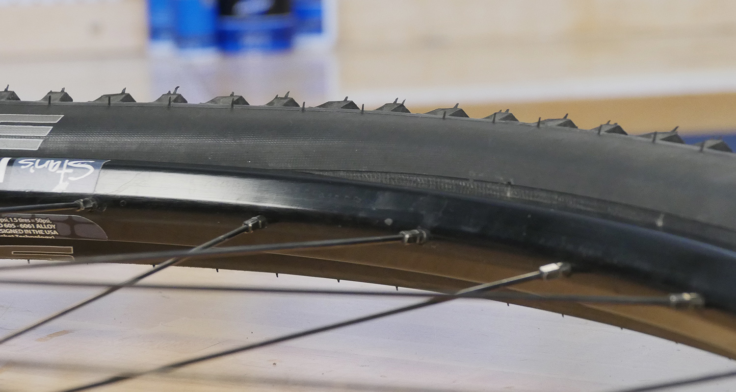 This bead seat line dips down in one spot. Some extra inflation can help, but use care not to blow the tire off the rim.