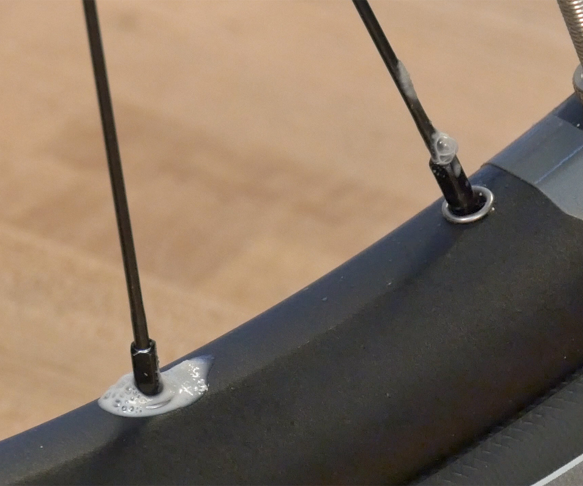 The rim strip on this wheel was not adequately sealed. Sealant may, in time, create a seal