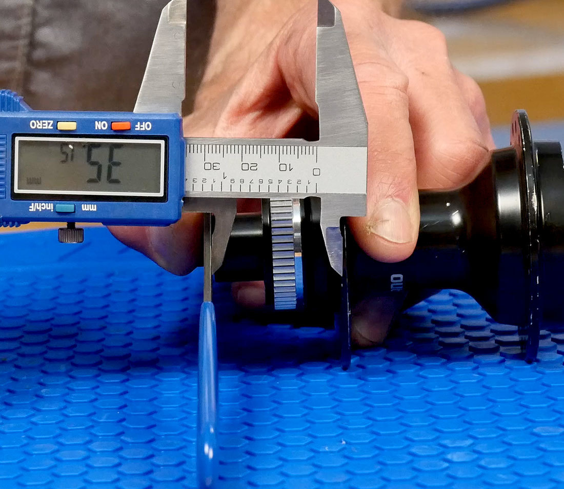 Measuring left flange with a digital calipers