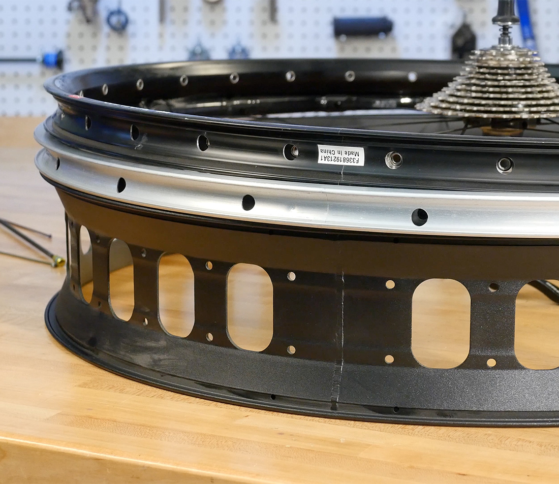 Side-by-side comparison of different bicycle rim widths